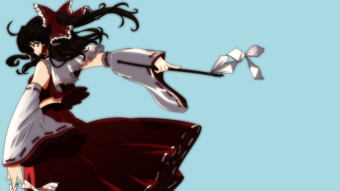 Reimu Hakurei from Touhou holding a gohei