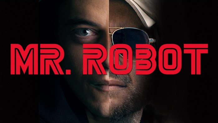 Mr. Robot title card with Rami Malek