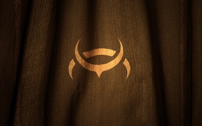 Amarr symbol on brown fabric