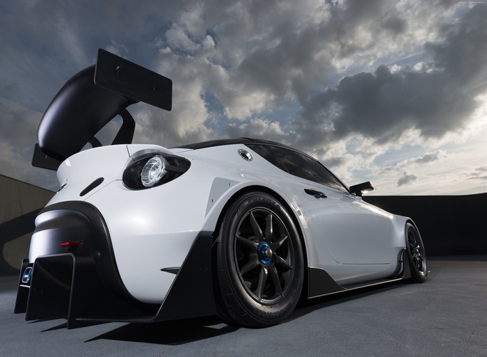 White Toyota S-FR Racing sport car with large rear wing