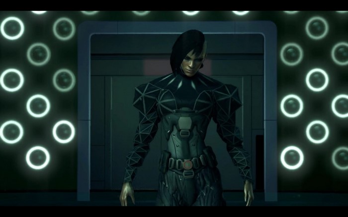 Character from Deus Ex: Human Revolution in futuristic armor
