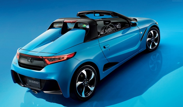 Blue Honda S660 Convertible Sports Car