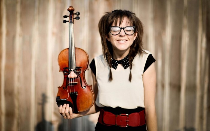 Lindsey Stirling with a violin