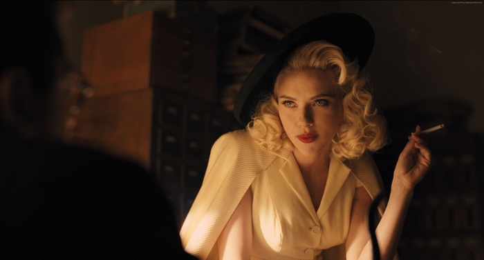 Scarlett Johansson smoking a cigarette
