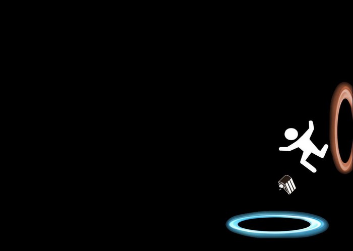 Portal game logo with character and cake