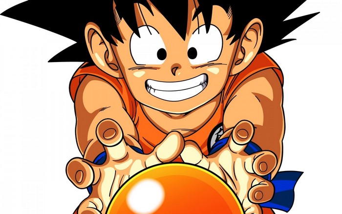 Son Goku from Dragon Ball Z holding a Dragon Ball