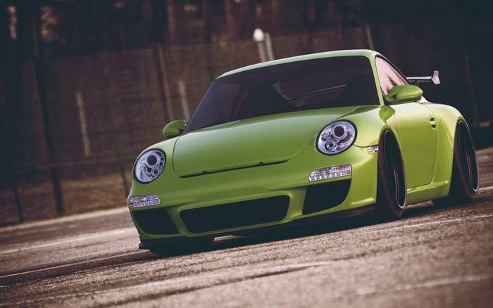 Green Porsche 911 sports car
