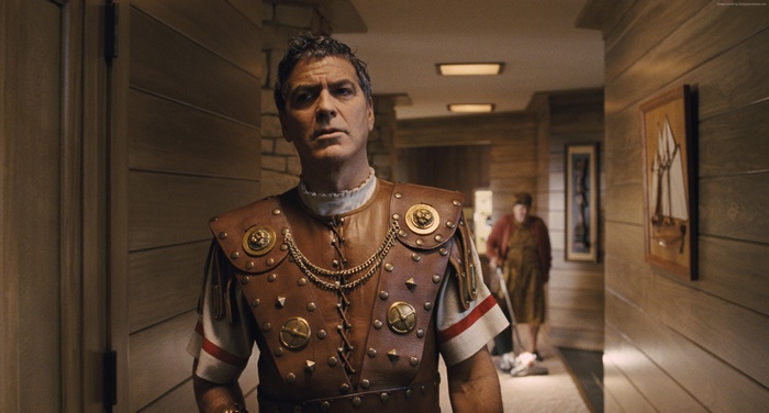 George Clooney as Caesar in a Roman costume