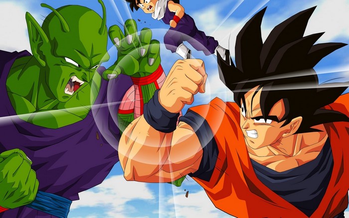 Epic Dragon Ball Z Battle Scene Featuring Goku and Piccolo