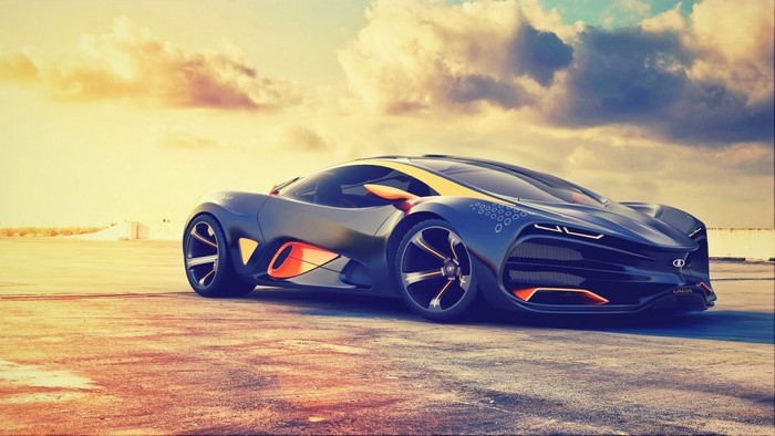 Lada Raven concept car on a road