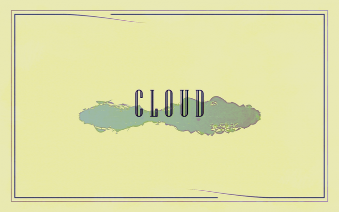 Cloud text logo with abstract shape