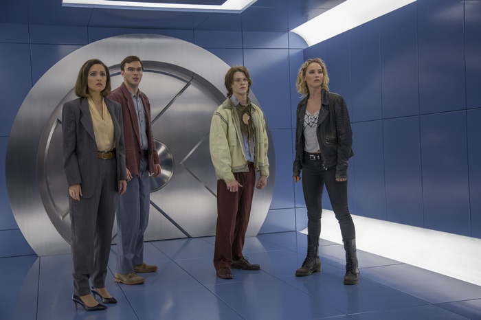 Rose Byrne, Nicholas Hoult, Evan Peters, and Jennifer Lawrence in X-Men: Apocalypse