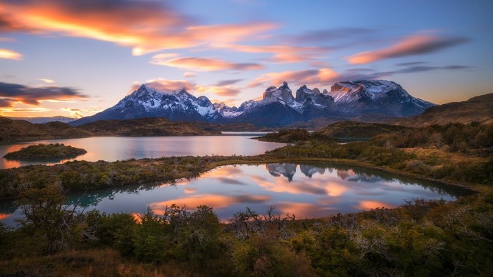 Torres del Paine National Park at sunset