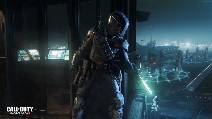Soldier with glowing weapon in Call of Duty: Black Ops 3