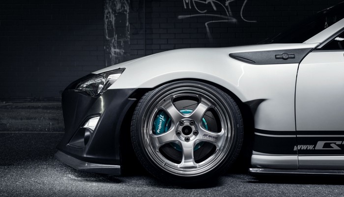 White Toyota GT86 Rocket Bunny with Work Wheels