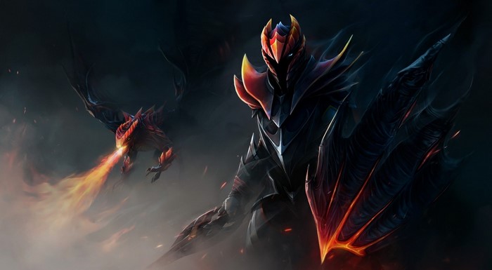 Dragon Knight from Dota 2 breathing fire