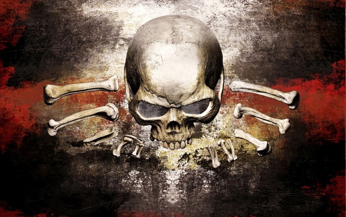 Skull and bones on a grunge background