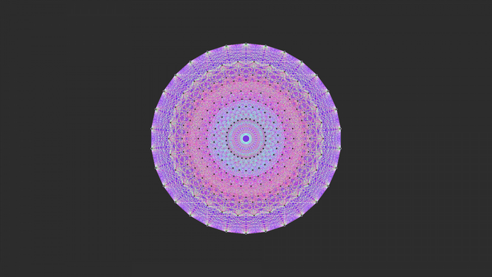 Abstract geometric mandala pattern with purple and pink colors