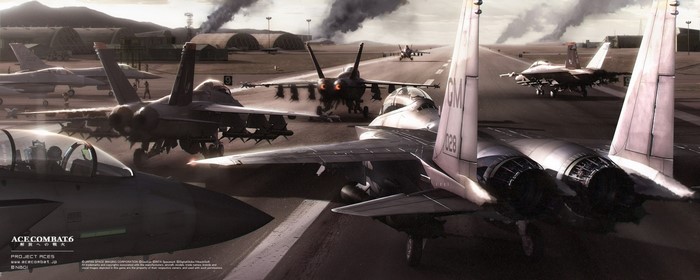 Ace Combat 6: Fires of Liberation fighter jets on runway