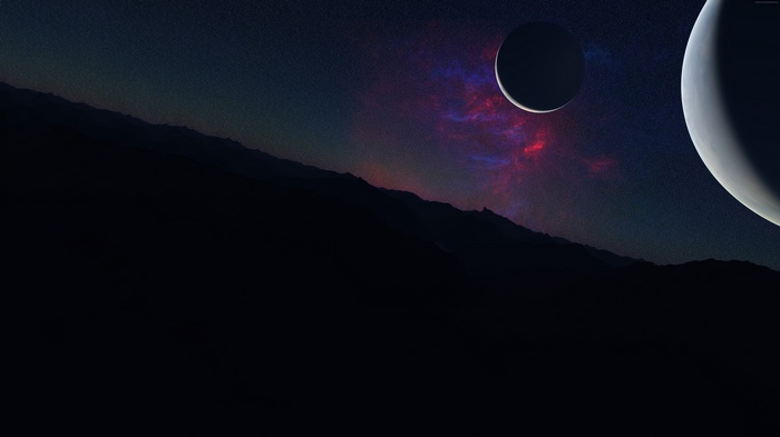 Exoplanet Kepler-452b in space with nebulae