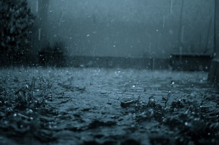 Rain falling on the ground