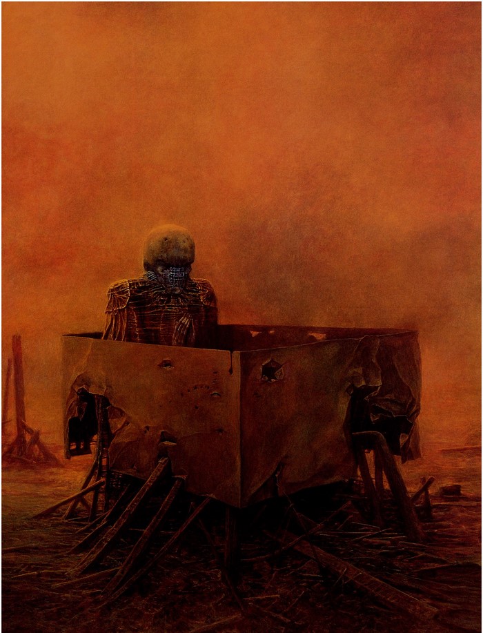 Figure in a box by Zdzisław Beksiński
