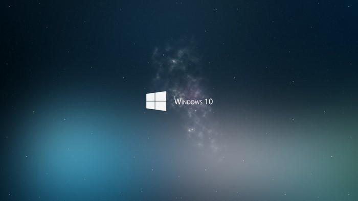 Windows 10 logo in a starry nebula