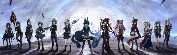 Group of anime girls with weapons