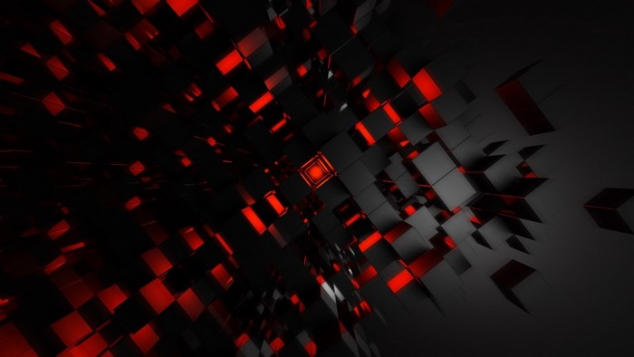 Abstract black and red cubes pattern