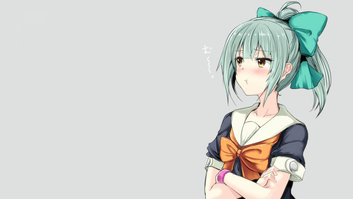 Yuubari KanColle anime girl with teal hair and ribbon
