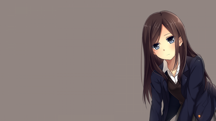 Anime girl with brown hair and blue eyes