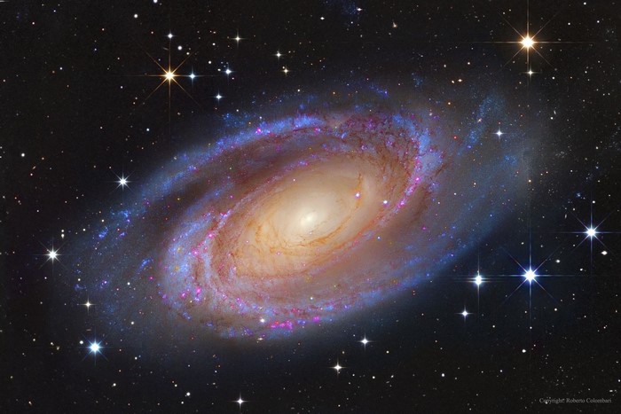 Spiral galaxy M81 in outer space