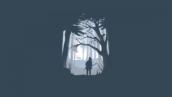Ellie from The Last of Us in a winter forest