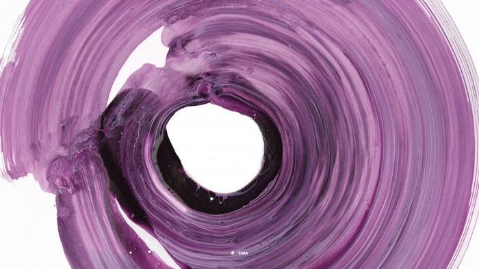 Purple and black abstract spiral painting