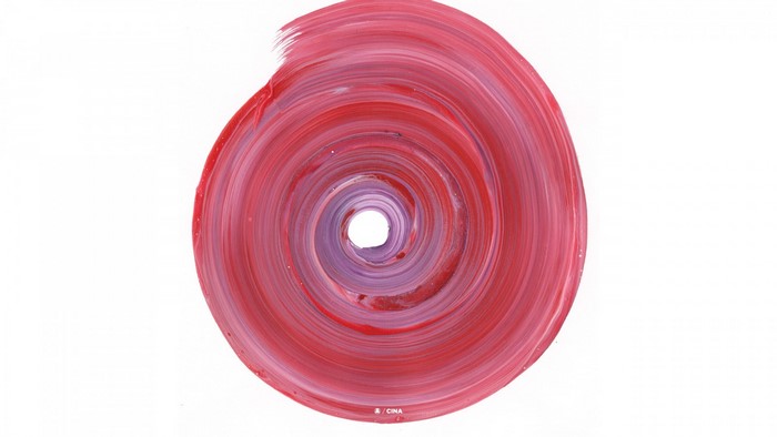 Red and purple spiral painting