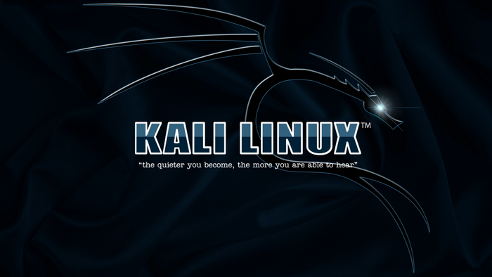 Kali Linux logo and slogan on dark background