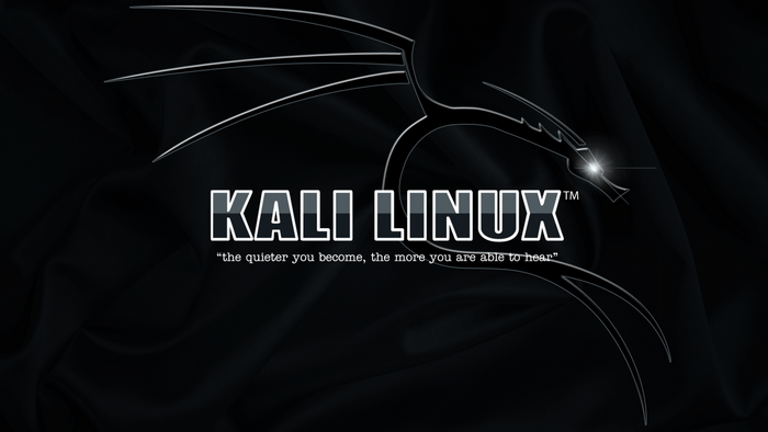 Kali Linux logo and slogan on black background