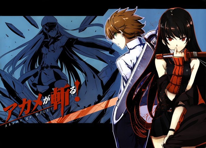 Esdeath, Tatsumi, and Akame from Akame ga Kill!