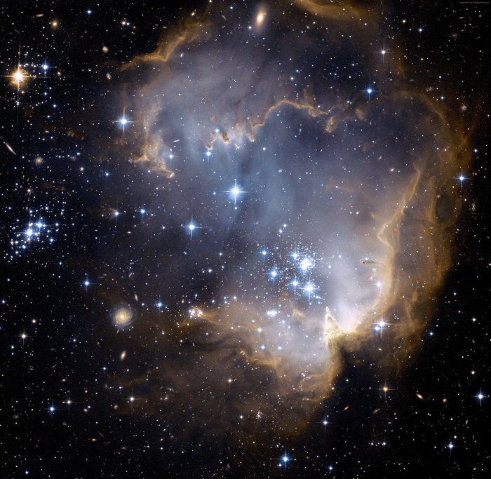 Nebula and star clusters in deep space