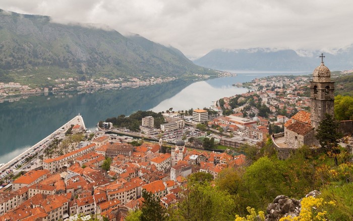 Kotor Bay, Montenegro: Aerial View of Old Town and Mountains