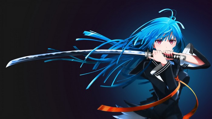 Kisara Tendo from Black Bullet with a katana