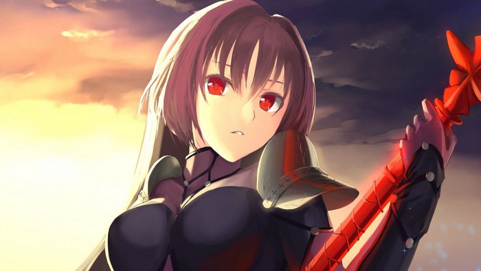 Scathach from Fate/Grand Order holding a spear