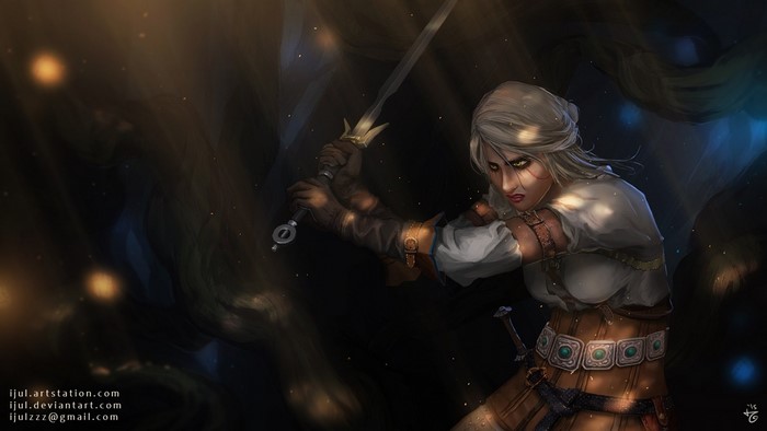 Ciri from The Witcher 3: Wild Hunt with a sword