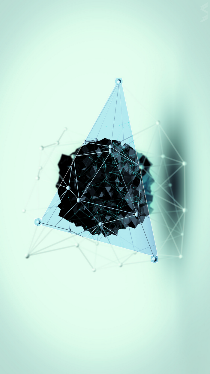 Abstract geometric structure with a blue triangle