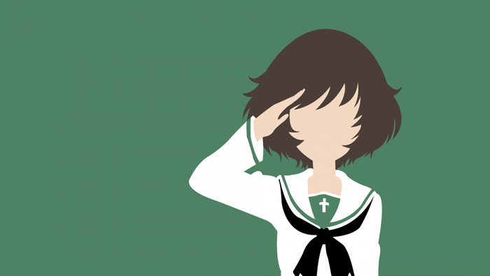 Akiyama Yukari from Girls und Panzer saluting