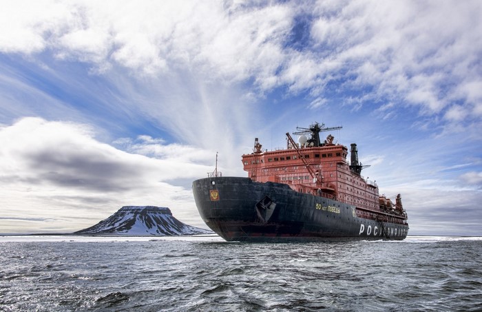 Nuclear powered icebreaker 50 Let Pobedy in Arctic waters