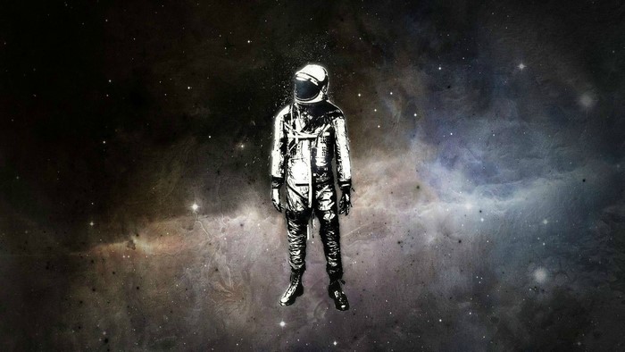 Astronaut in space with nebula background