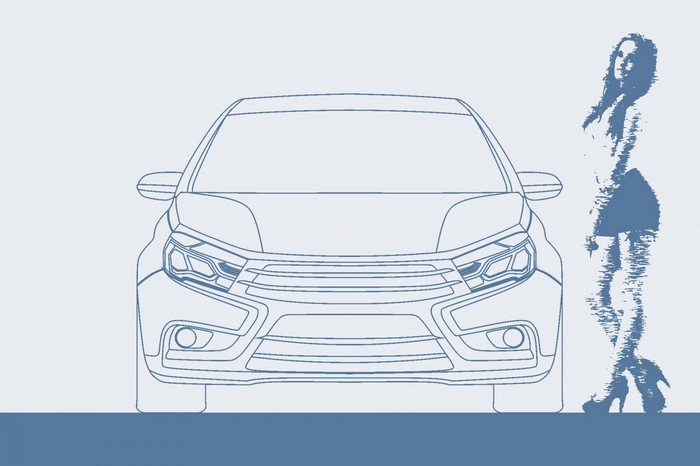 LADA Vesta car with a woman
