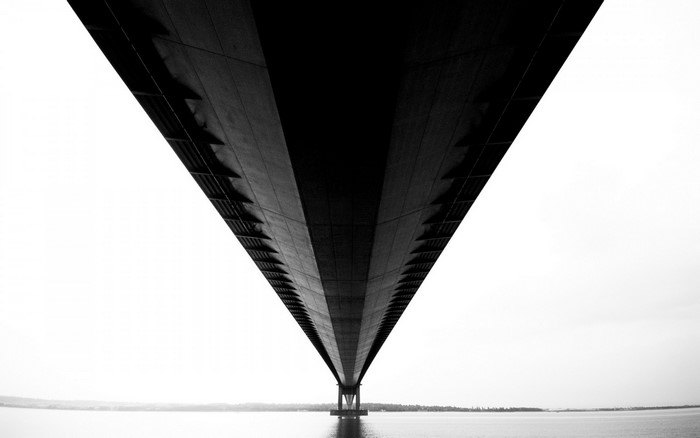 Underneath a bridge, monochrome photography