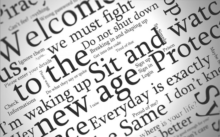 Collage of words and phrases